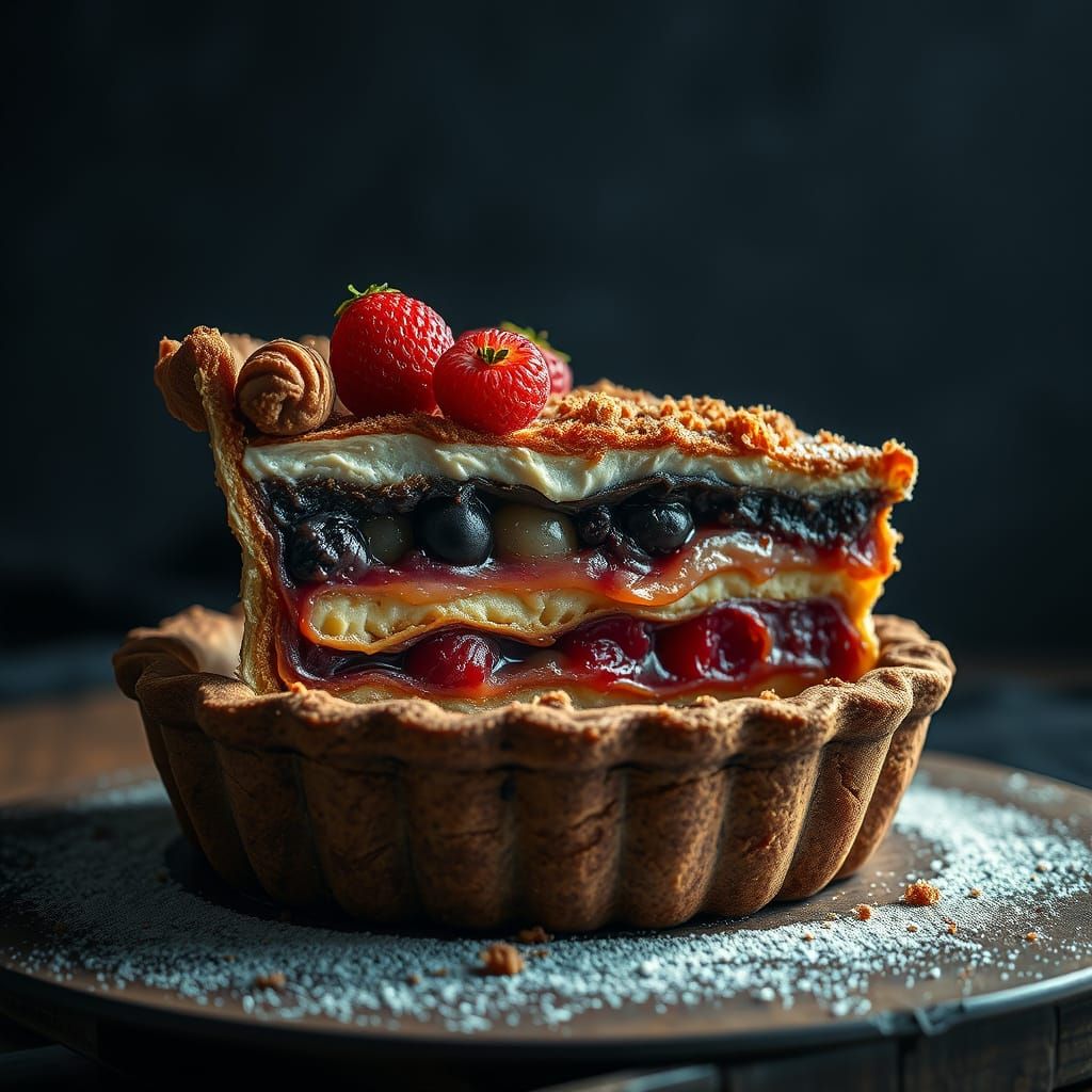 Decadent Pie in Moody, Cinematic Style