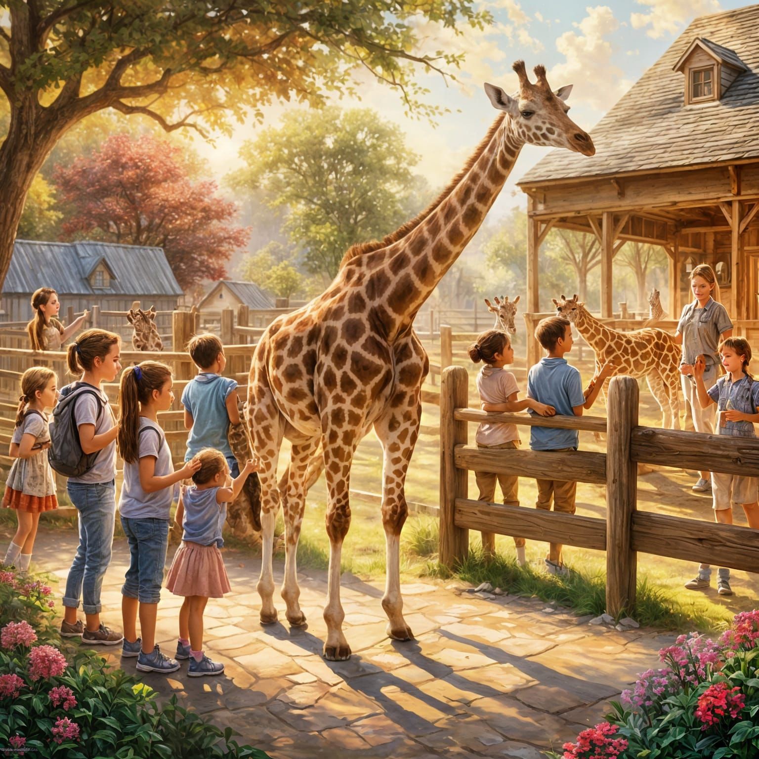 Giraffe at Whimsical Children's Petting Zoo