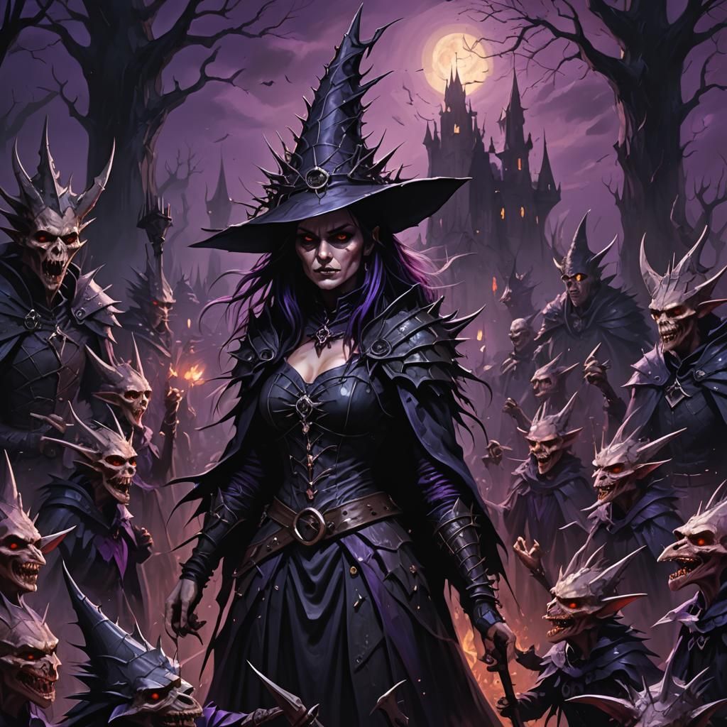 Eerie Witch Gathering in Dark Gothic Style