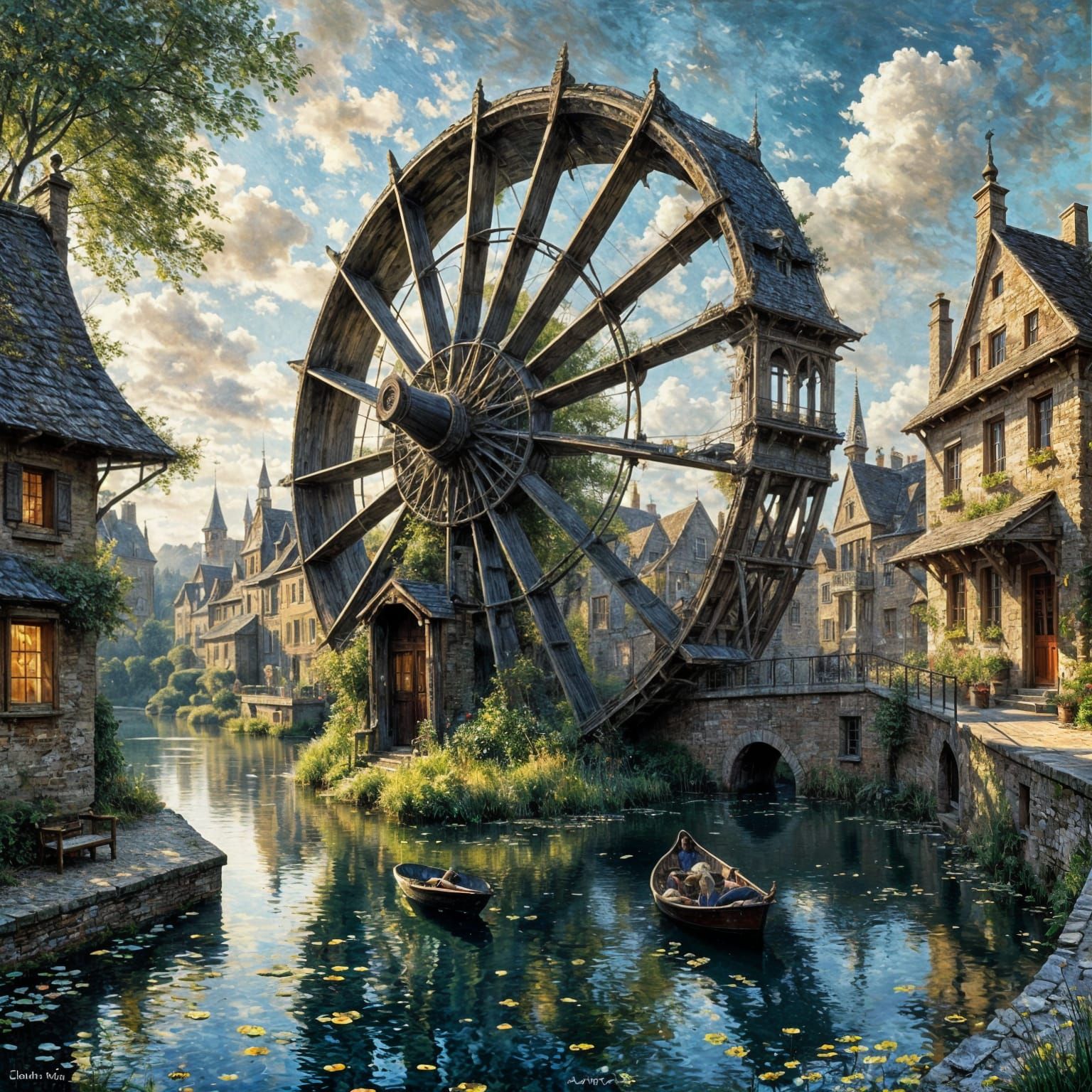 <lora:mystic flux:1.0> <lora:EtherealVisionsFlux:1.0> Claude Monet Gustave Doré moulin