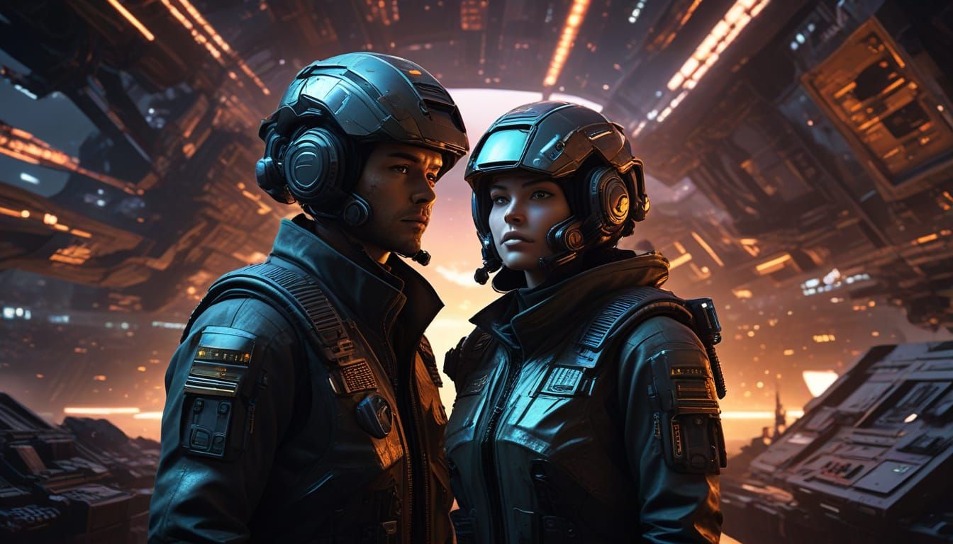 Commander Stands Firm Amidst Alien Invasion in Futuristic Ci...