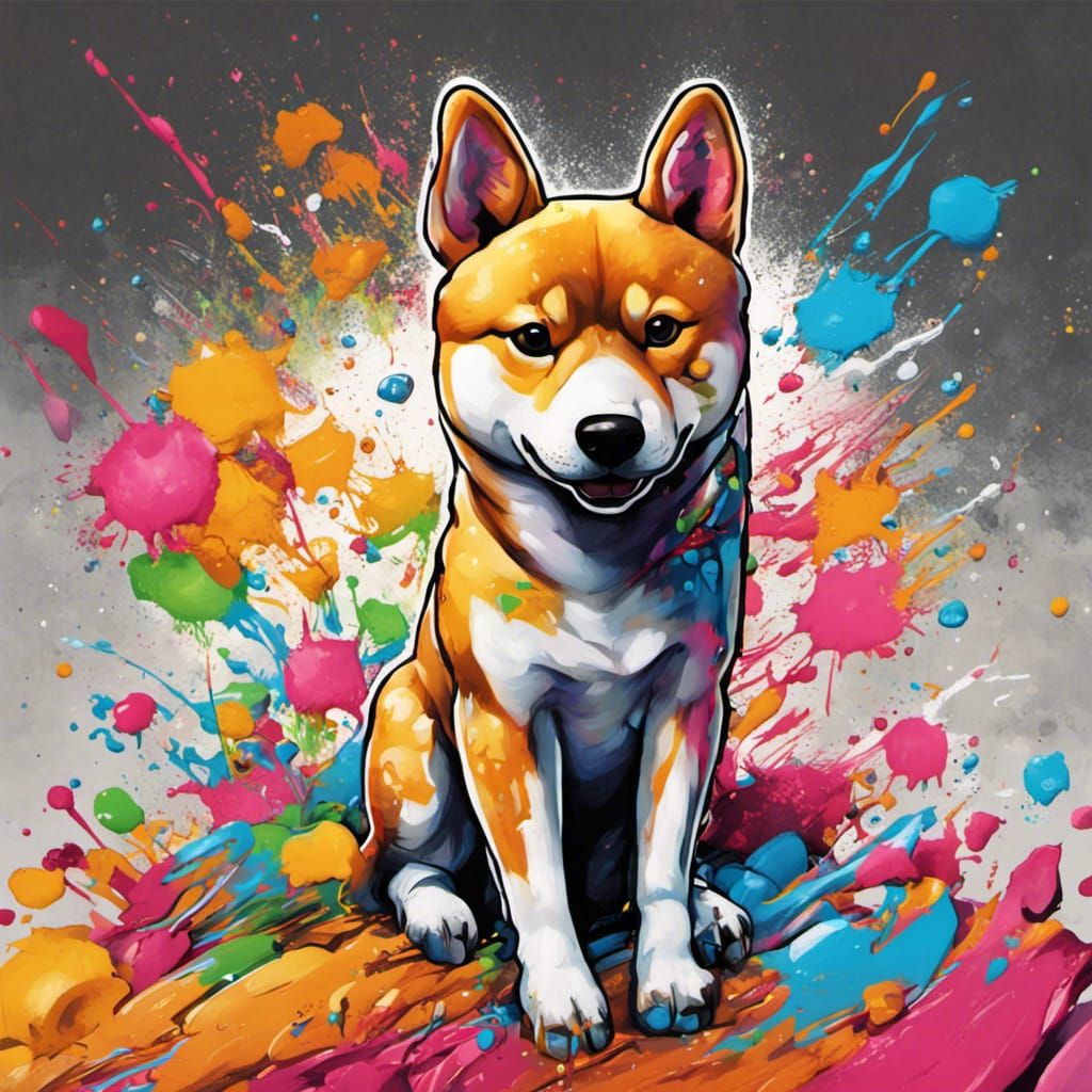 Colorful Shiba Inu Graffiti Art