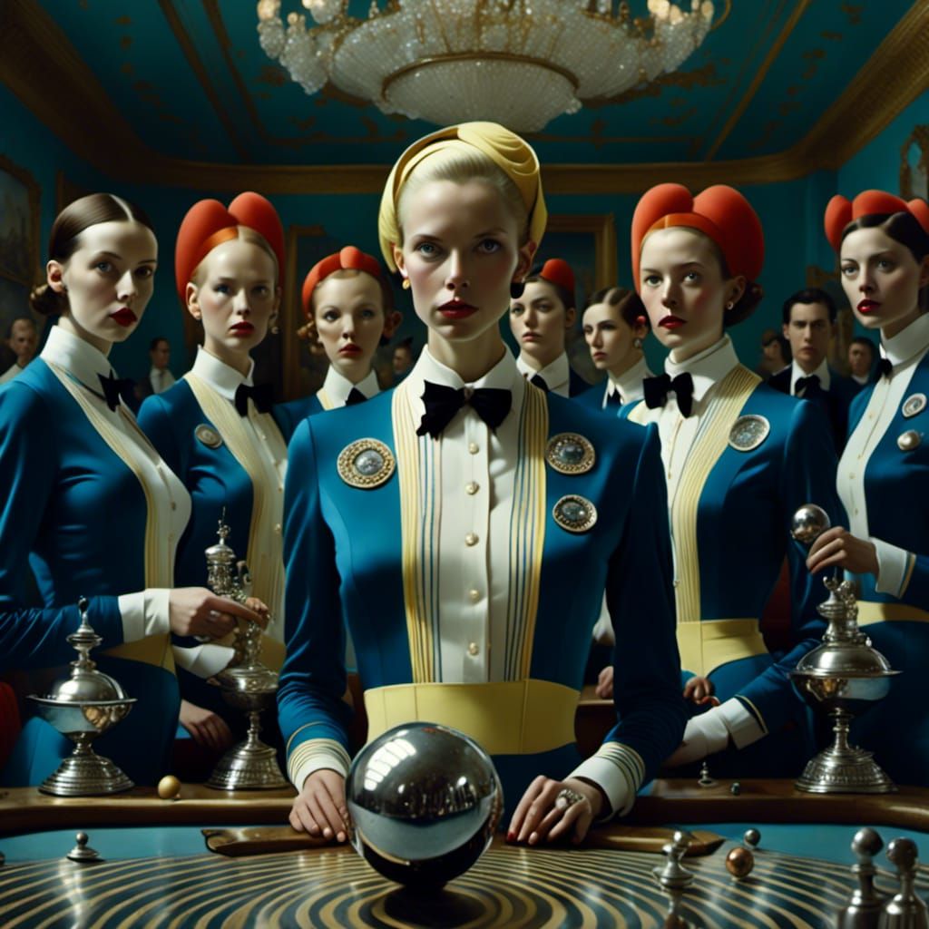 Retro Bowling Team in Surrealist Style