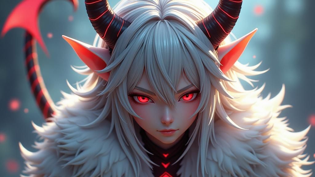 Silver-Haired Devil Seeking Warmth in Anime Style