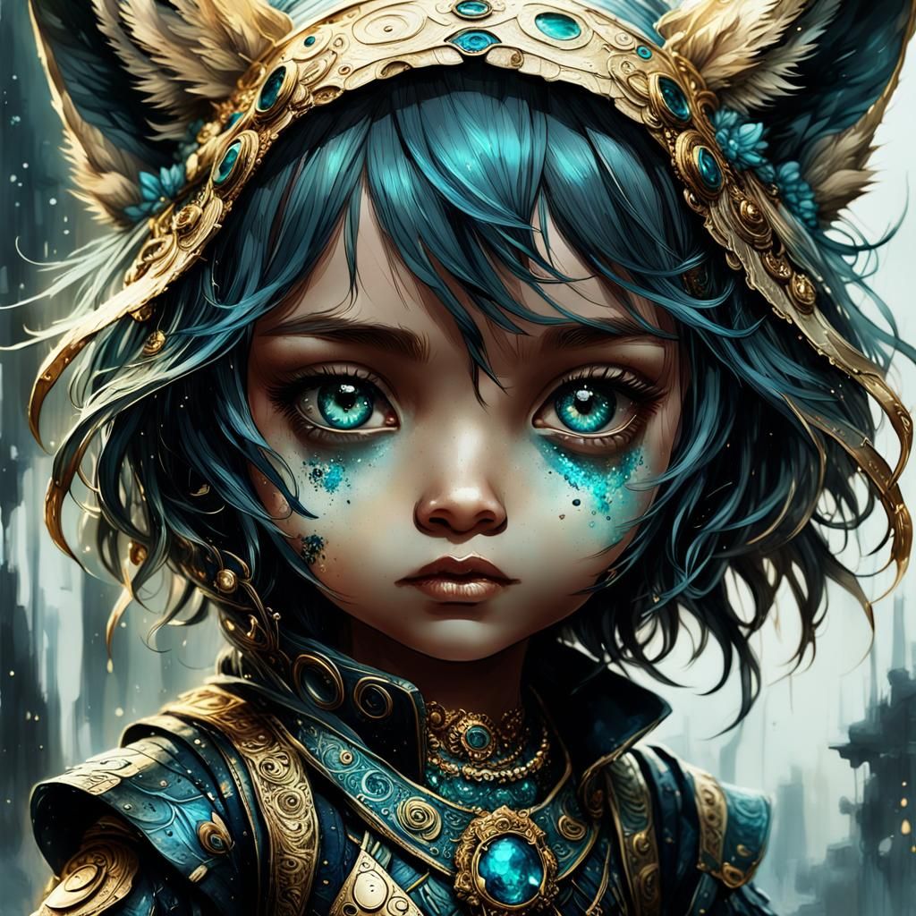 Chibi Jackal with Expressive Eyes: Digital Art