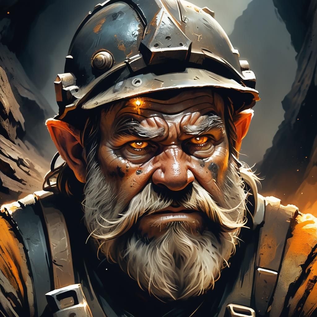 Dwarf Miner Portrait in Dark Fantasy Style