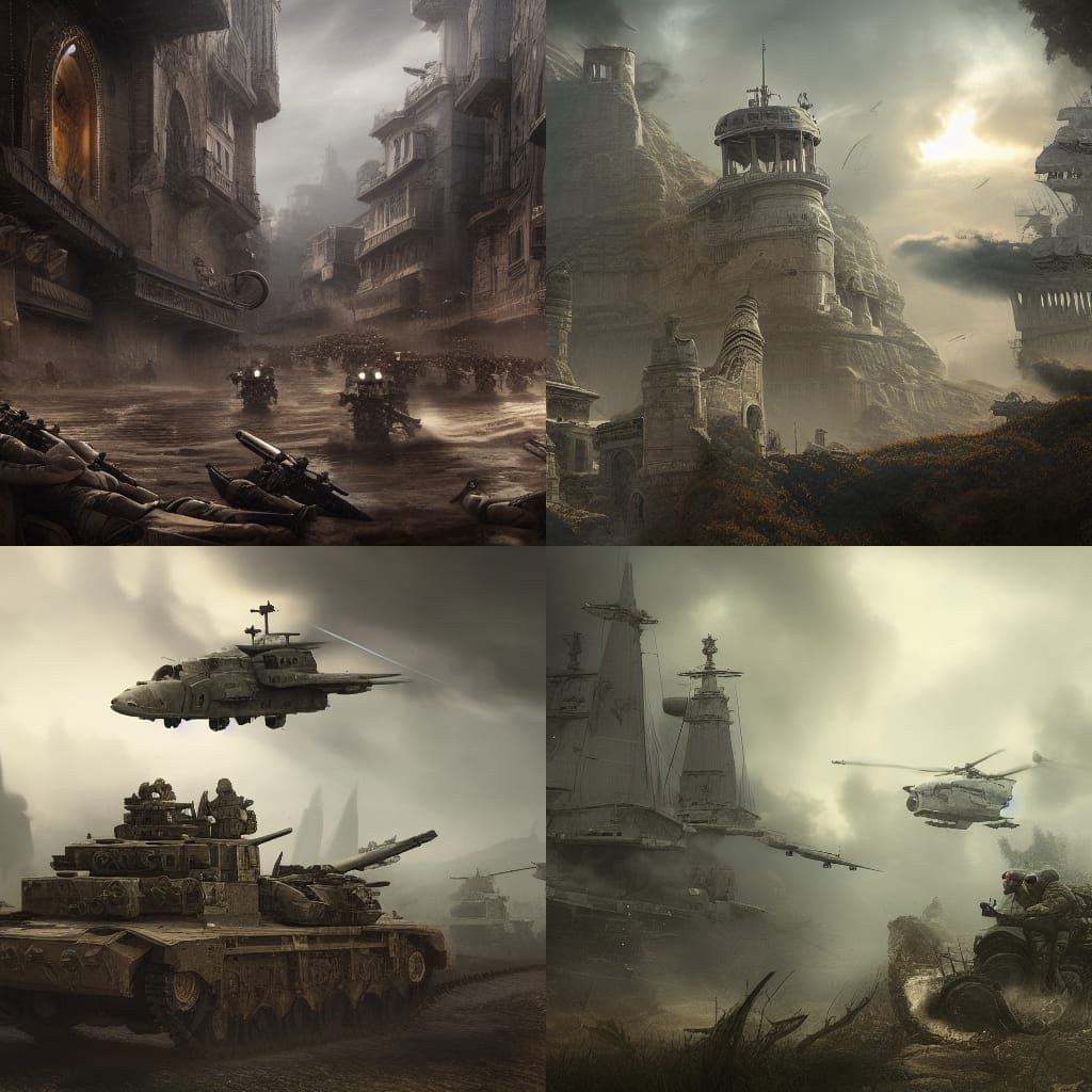 Epic Military Scene: Dramatic Digital Matte Painting