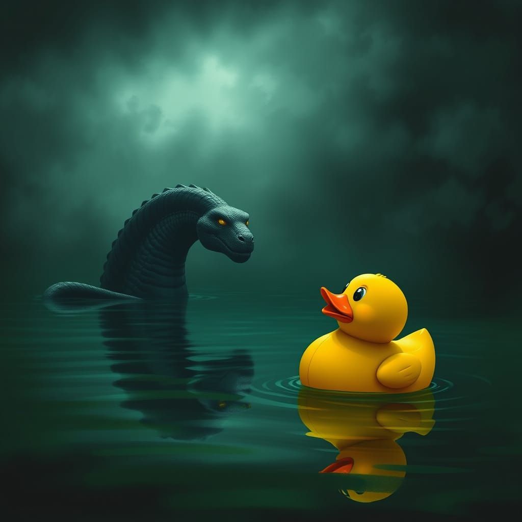 Rubber Duck Confronts the Loch Ness Monster in a Dark, Myste...