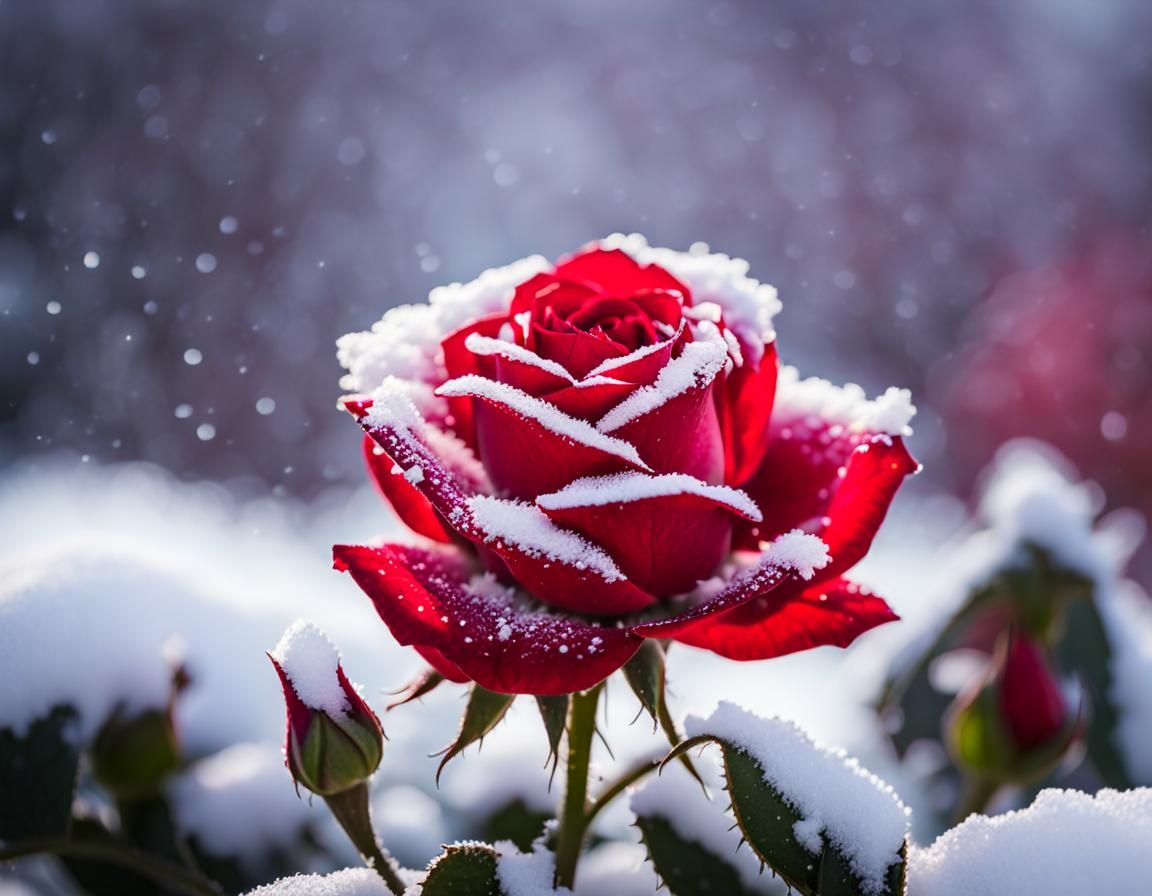 Red Rose in Snow: Professional Photography