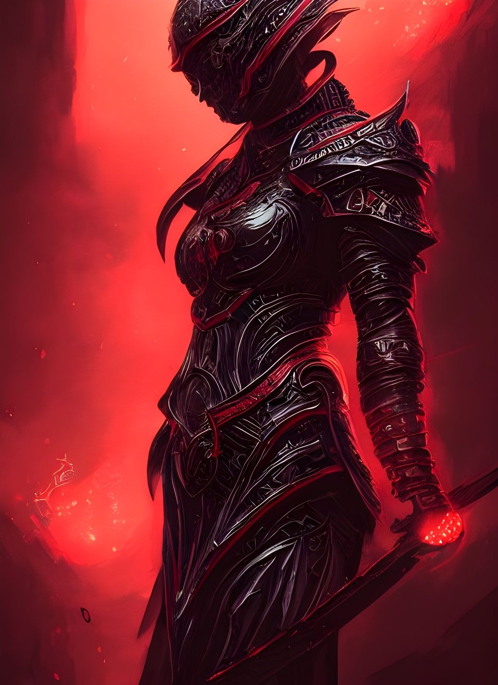 Dark Fantasy Warrior in Intricate Armor