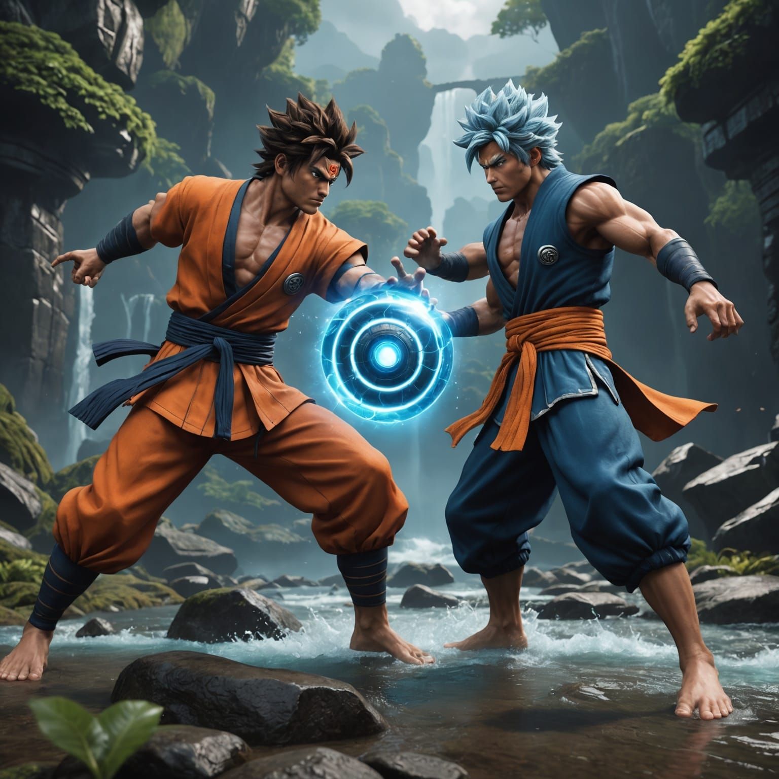 Epic Energy Collision: Rasengan Meets Kamehameha