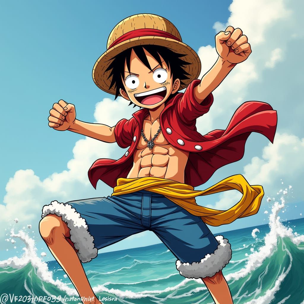 Heroic Monkey D. Luffy in Vibrant Anime Style