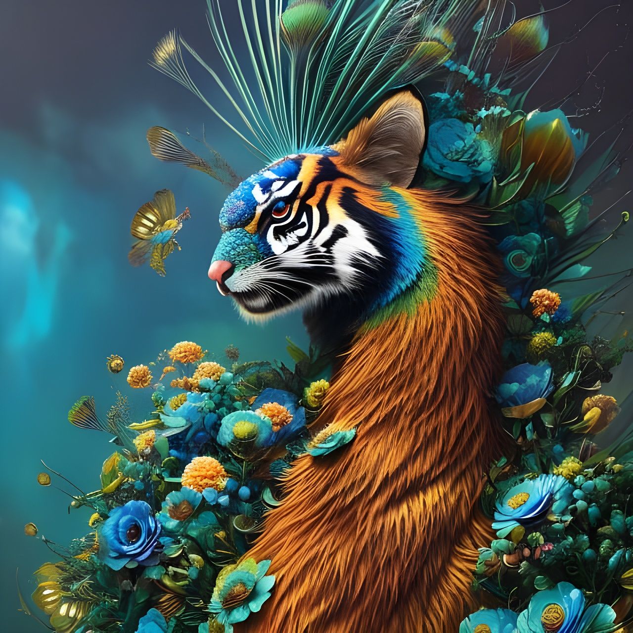 Tiger + peacock hybrid (can you name it?)