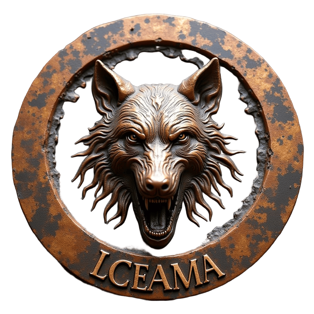 Cyberpunk-Style Copper Wolf Medallion