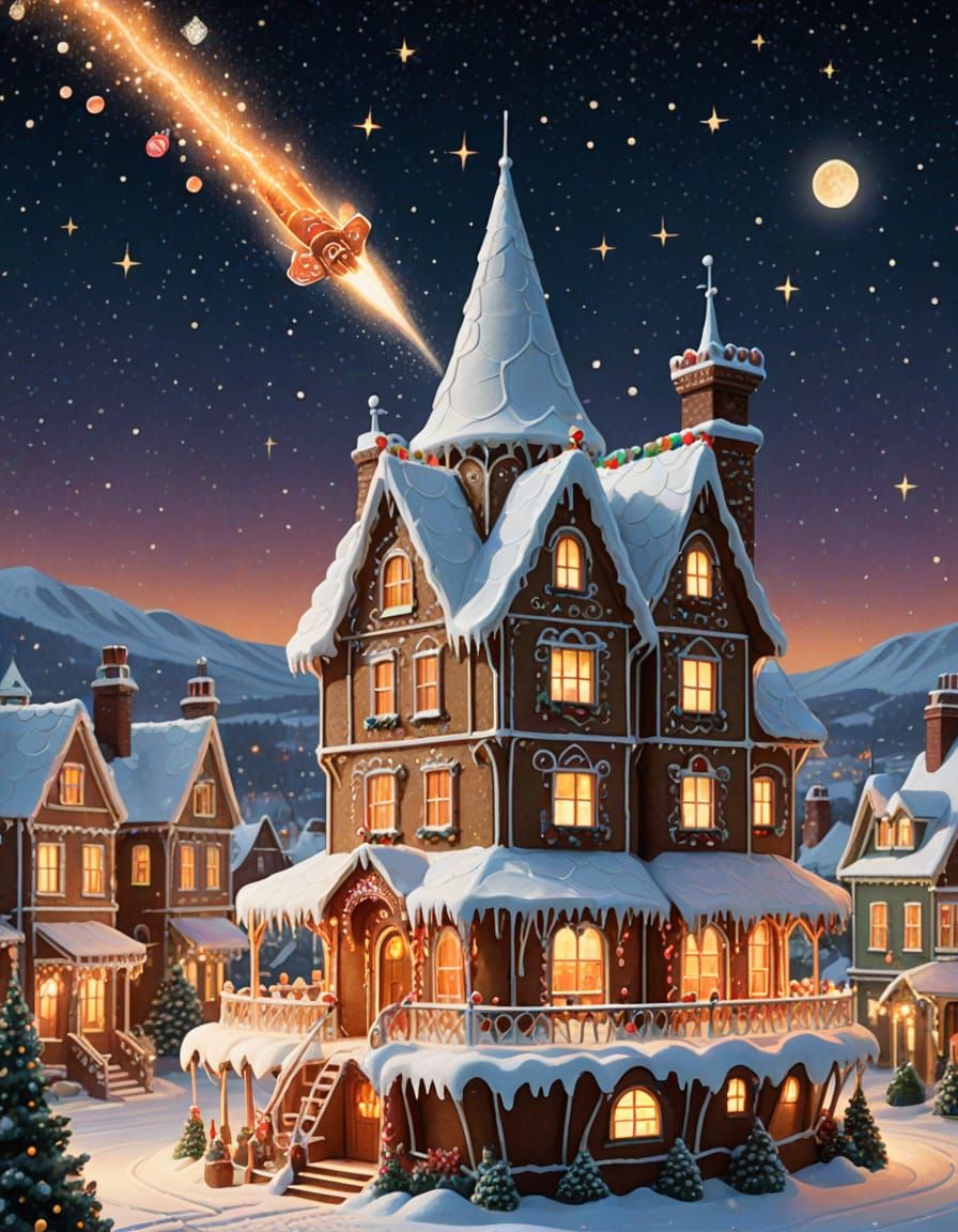 Gingerbread Rocket Launch: Vintage Confectionery Art