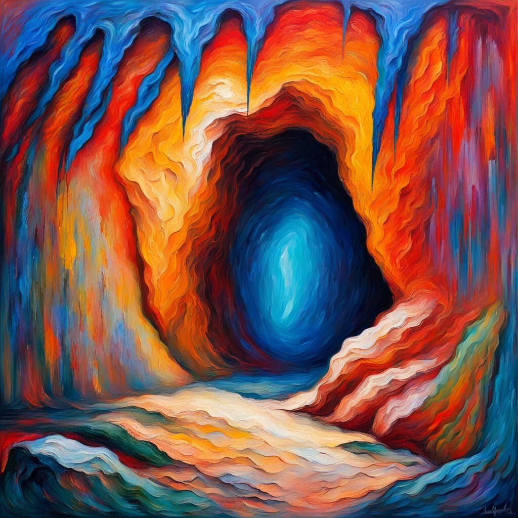 Expressionist Cave Painting of Intense Suffering