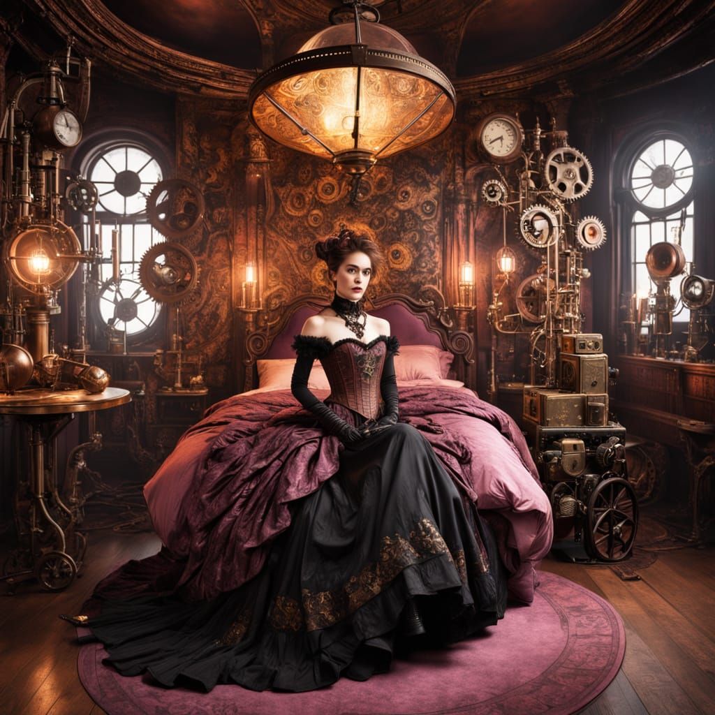 Steampunk Goddess in Pink Velvet Paradise