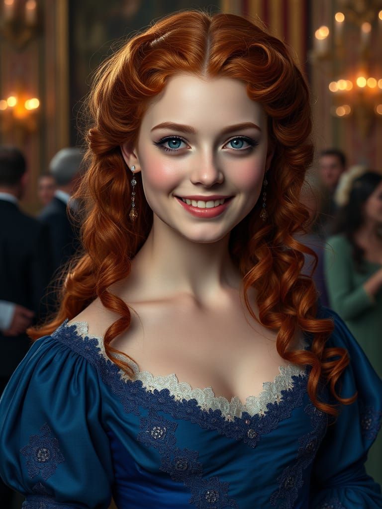 Regal Young Lady Enchants at a 19th Century Ball in Intricat...