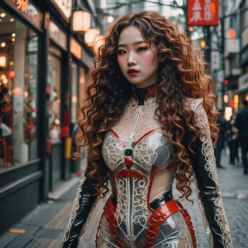 Translucent Asian Beauty in Futuristic Hibiya Street