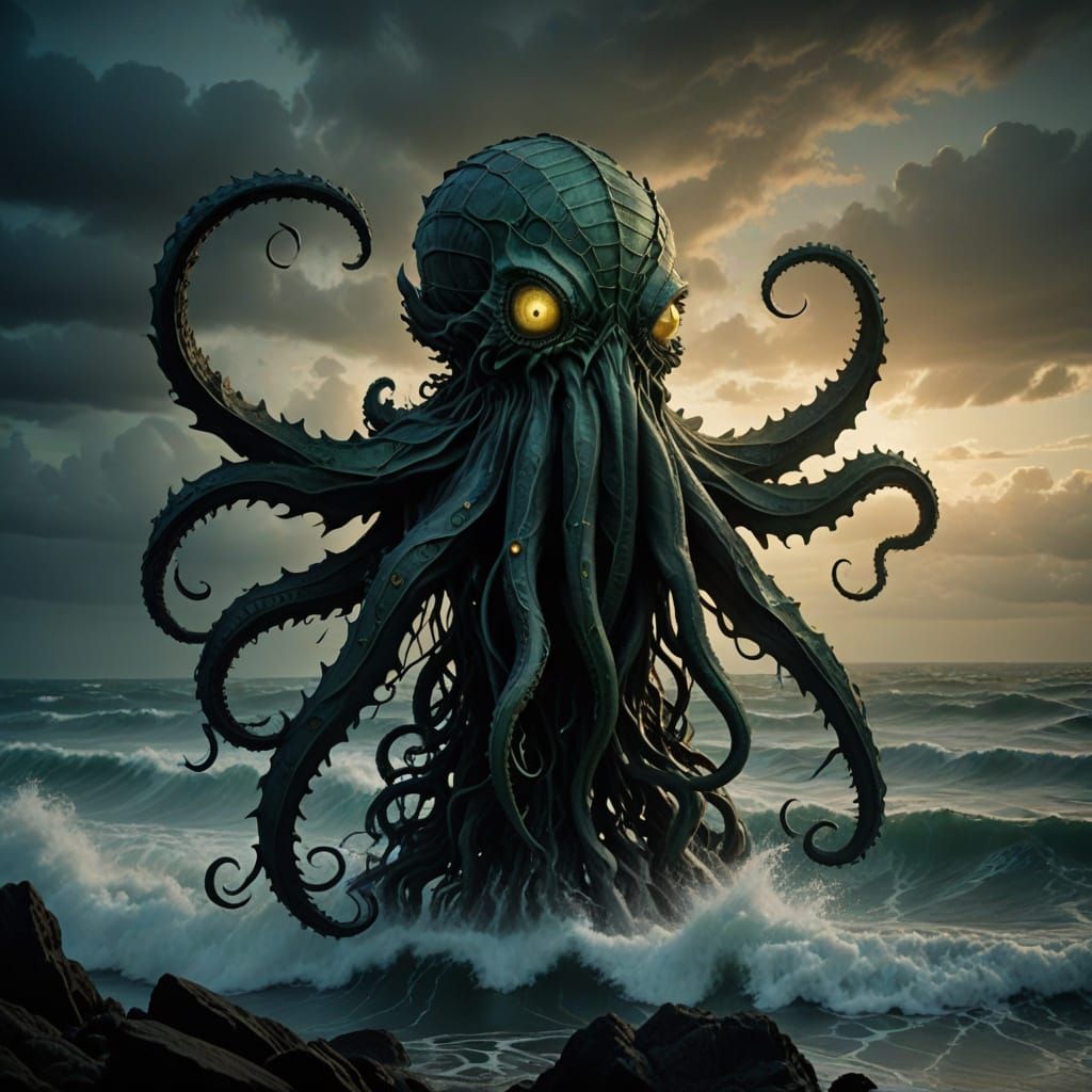Patchwork Cthulhu Rises from the Turbulent Ocean Depths in C...