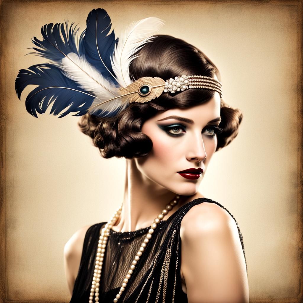1920s Flapper Girl Portrait with Feather