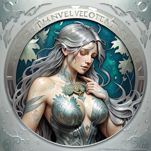 Silver Heart in Art Nouveau Impasto Style