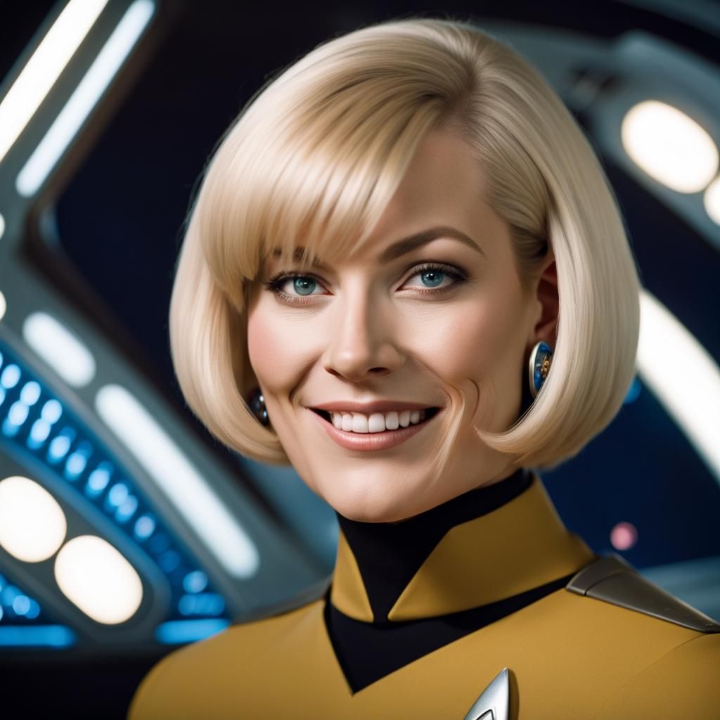 Smiling Star Trek Officer on Spaceship