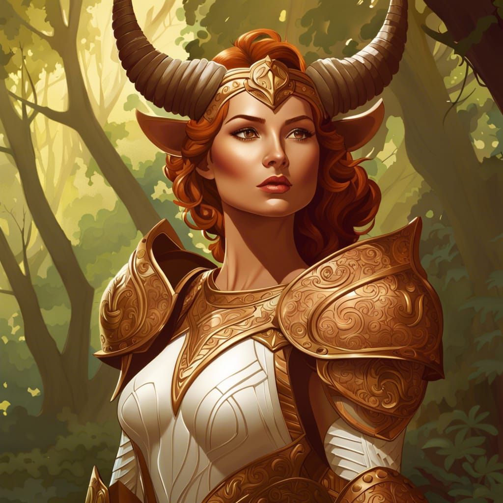 Lady Satyr Knight in Bronze Armor