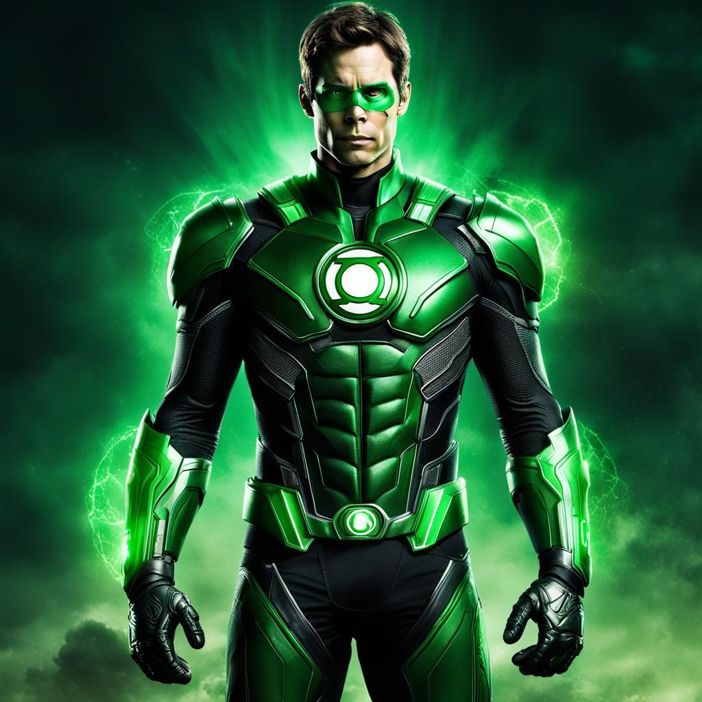 Green Lantern Sci-Fi Hero in Dark Green Armor