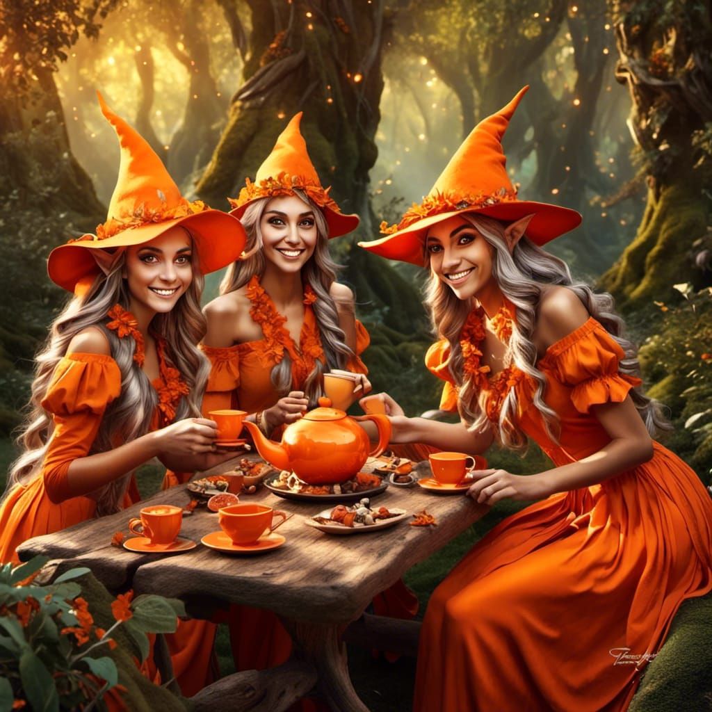 Enchanting Elf Tea Party in Sunlit Forest