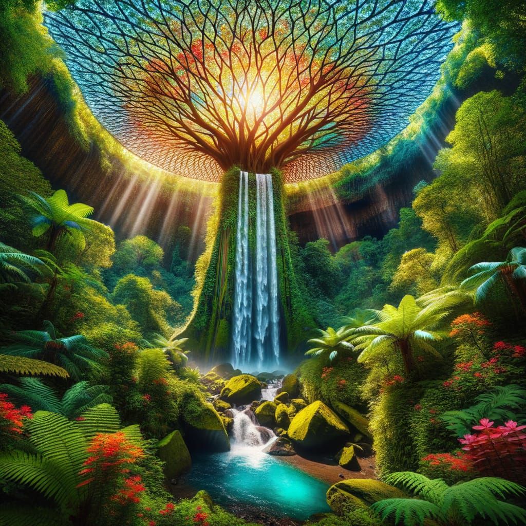 Majestic African Waterfall in Lush Rainforest