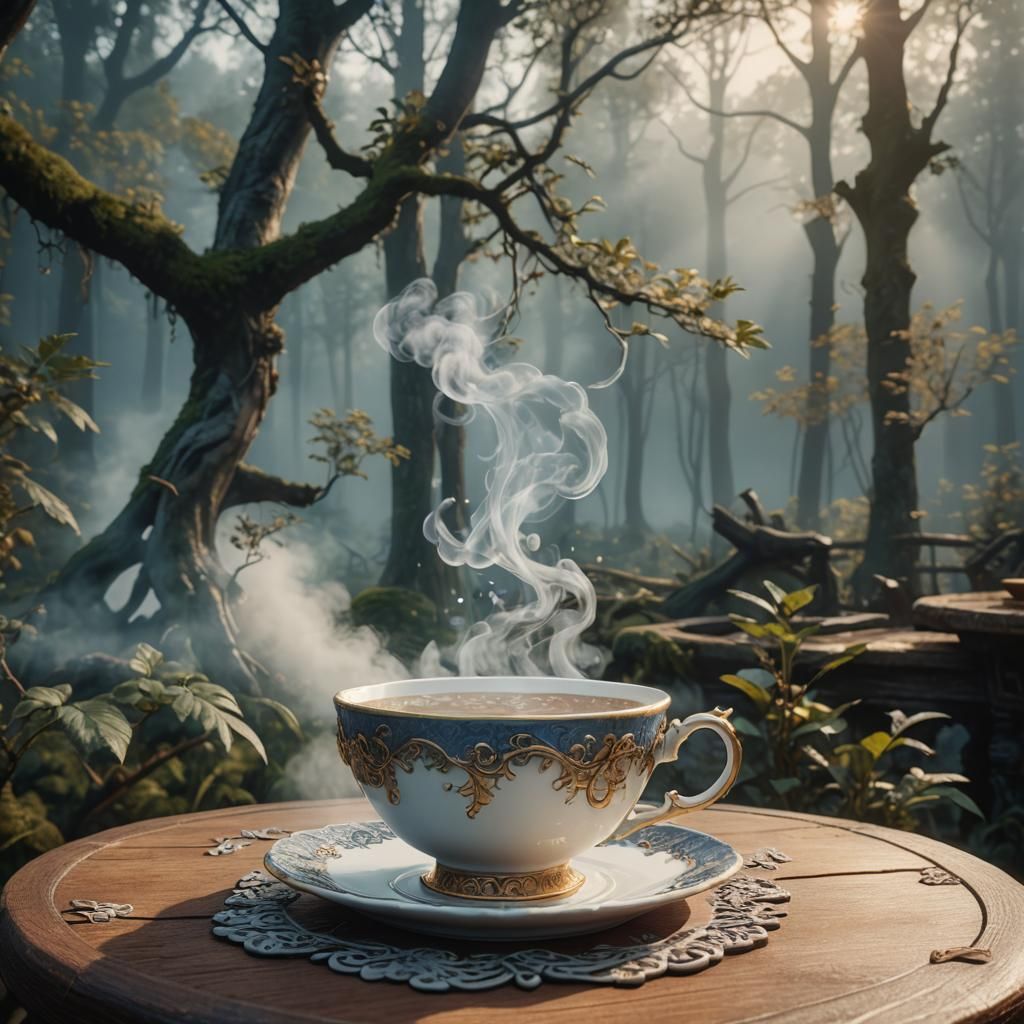 Misty Forest Tea Cup Still Life