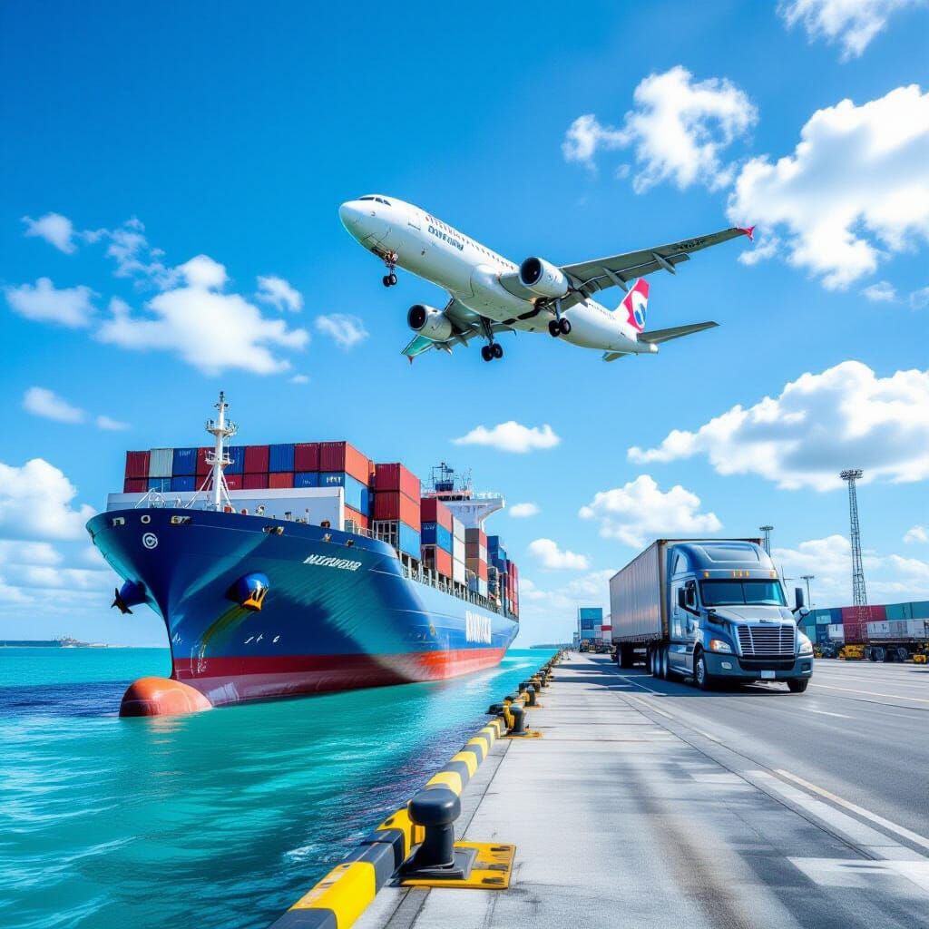 Cargo Ship Unloading with Airplane: Professional Photography