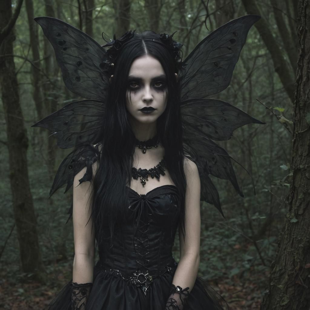 Eerie Fairy Goth: A Dark Fantasy Portrait