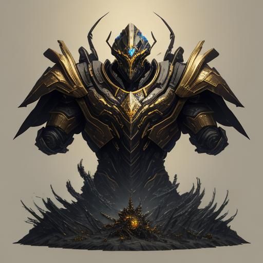 Infested Protoss in Golden Armor: Low-Poly Sci-Fi Art