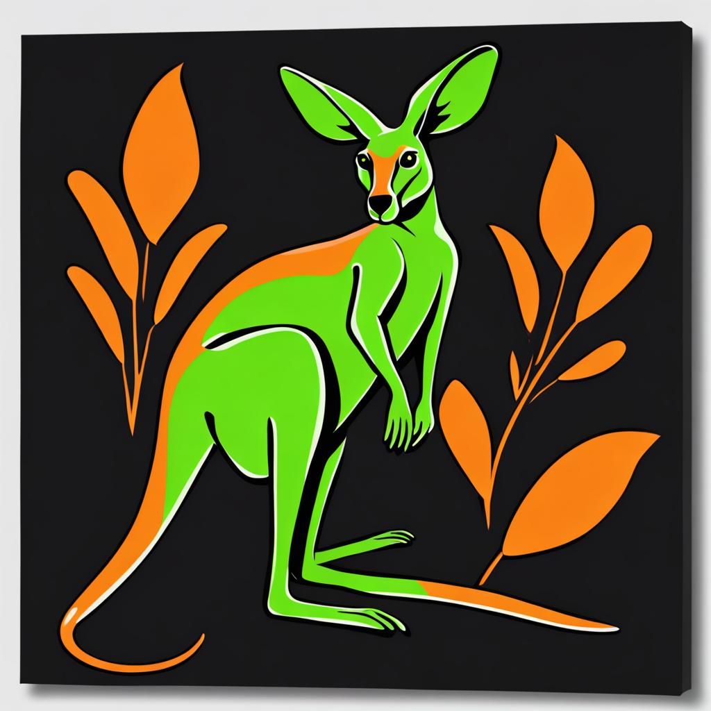 Vibrant Kangaroo on Black Background