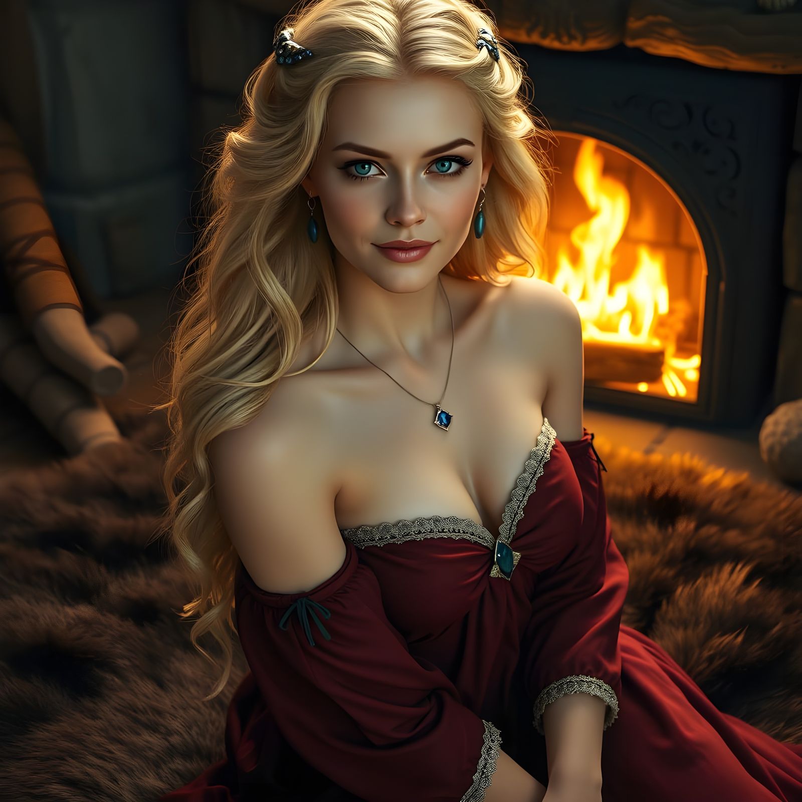 Norse Goddess of Storytelling in Elegant Oil Painting