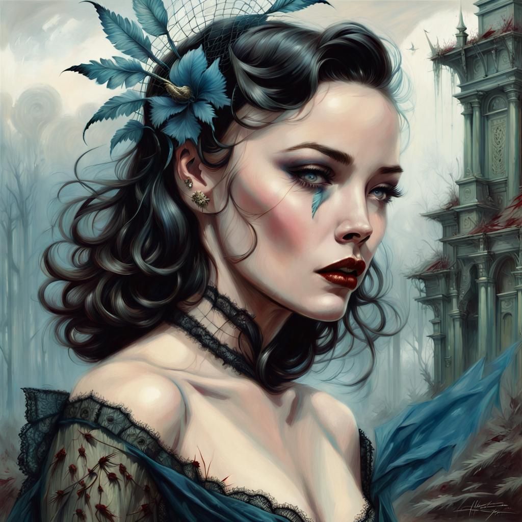 Glamorous Mistress Portrait with Black Hair