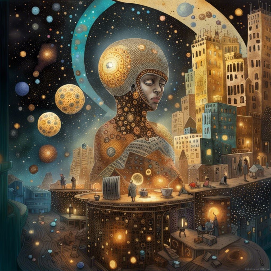 Magical Candyland Landscape in Aboriginal Dot Art Style