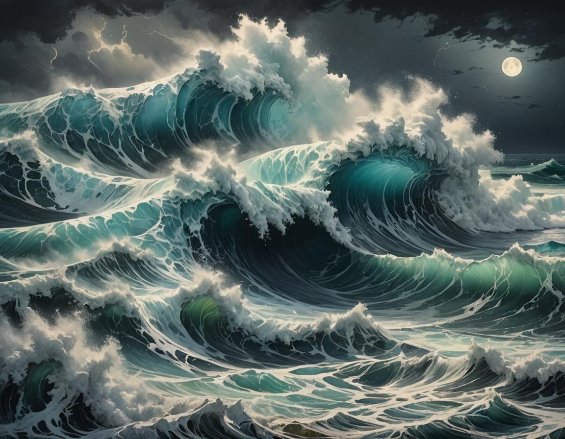 Epic Oceanic Landscape with Breaking Waves