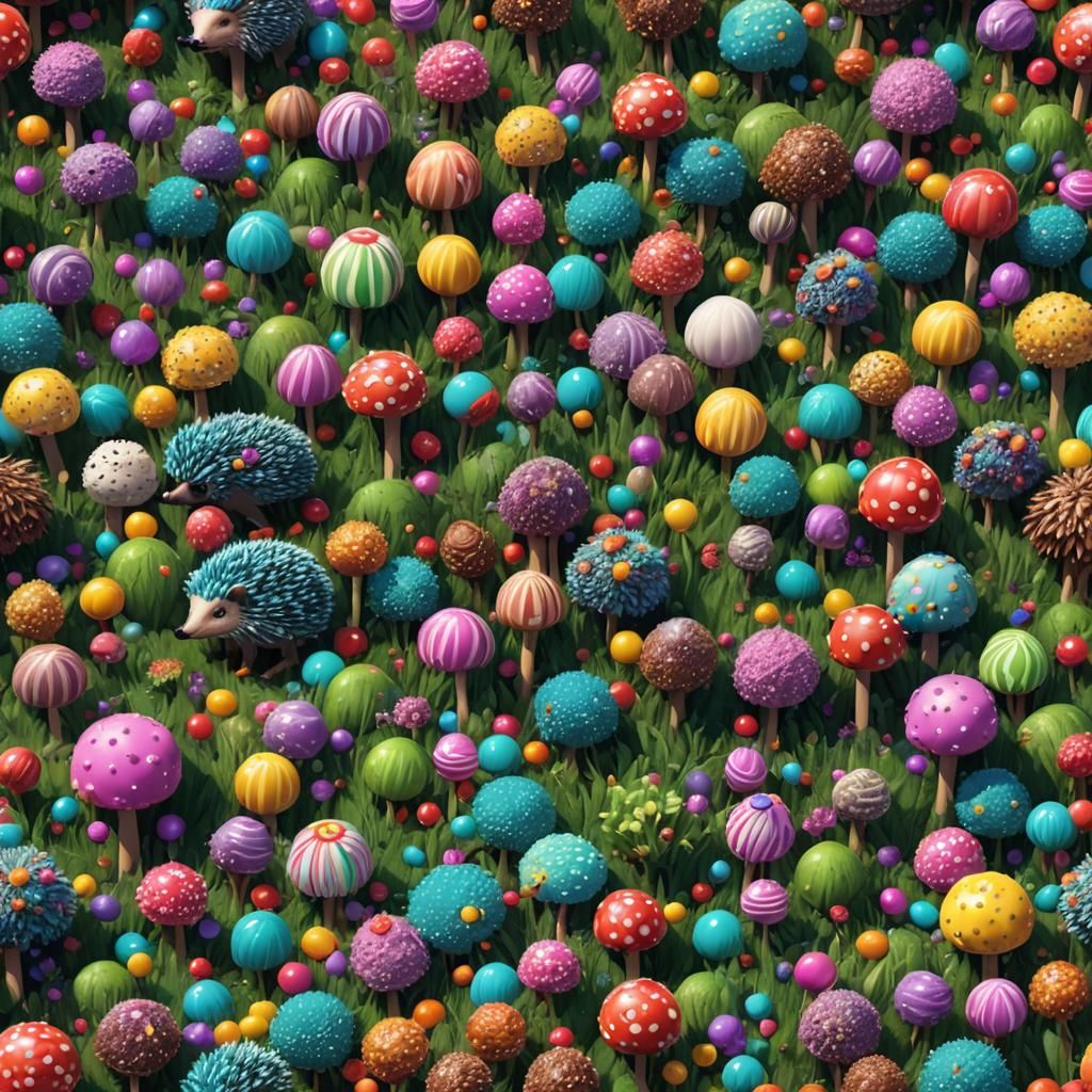 Fantastical Lollipop Land with Hedgehogs in Matte Painting