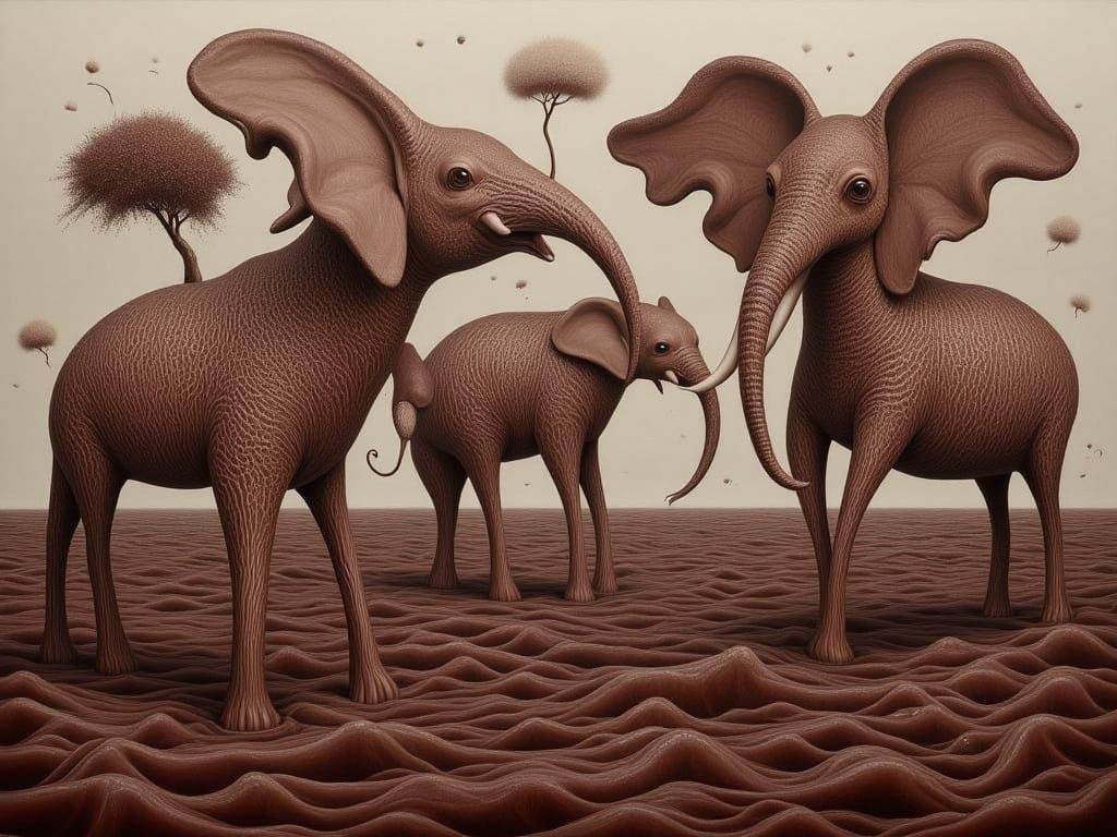 Surreal Chocolate Elephants in Dali Style