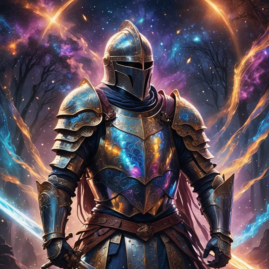 Heroic Knight in Shining Armor Ready for Battle