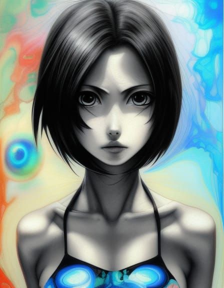 Manga Alita minimalist girl face