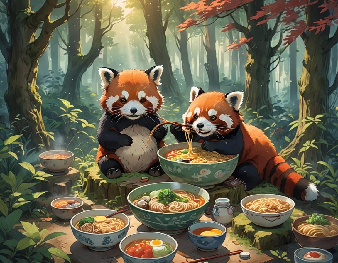 Red Panda Ramen: Anime Art Inspired by Ghibli