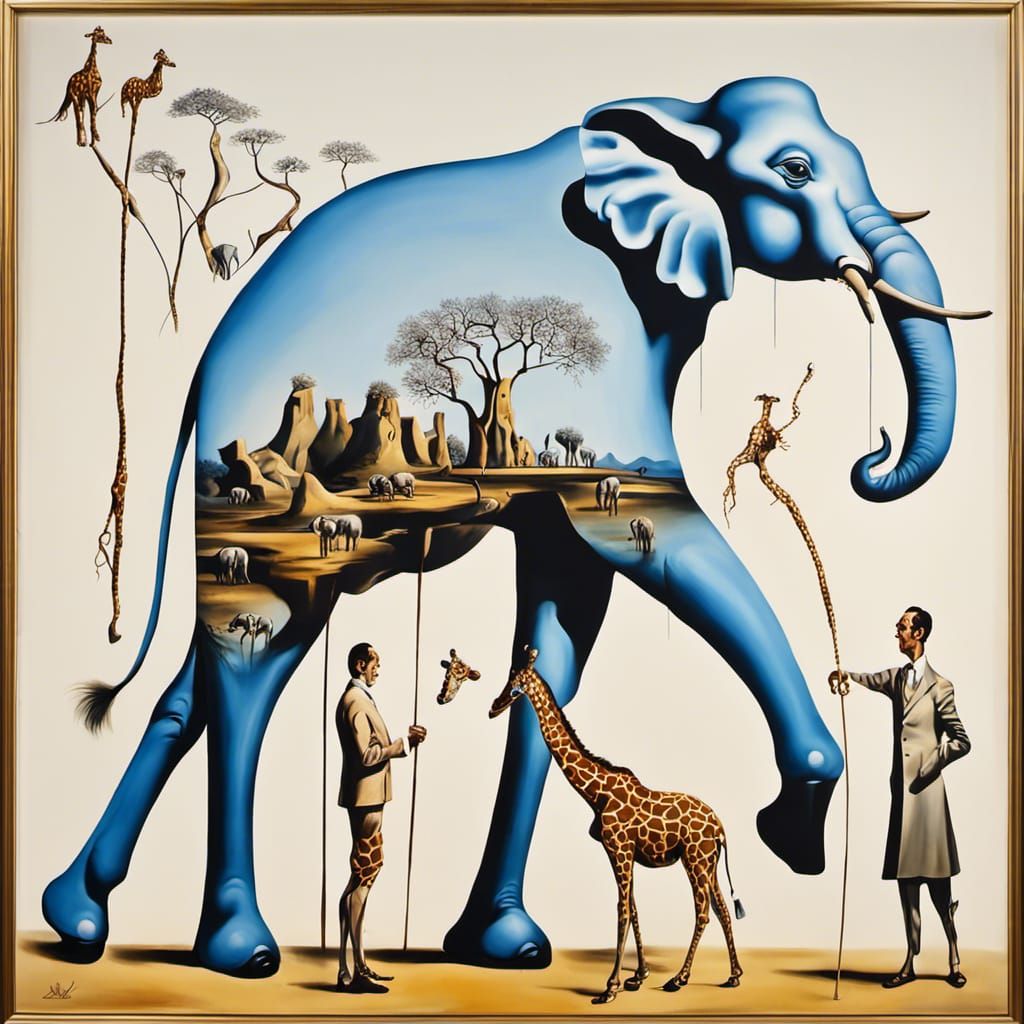 Surreal Elephant Landscape in Dali Style