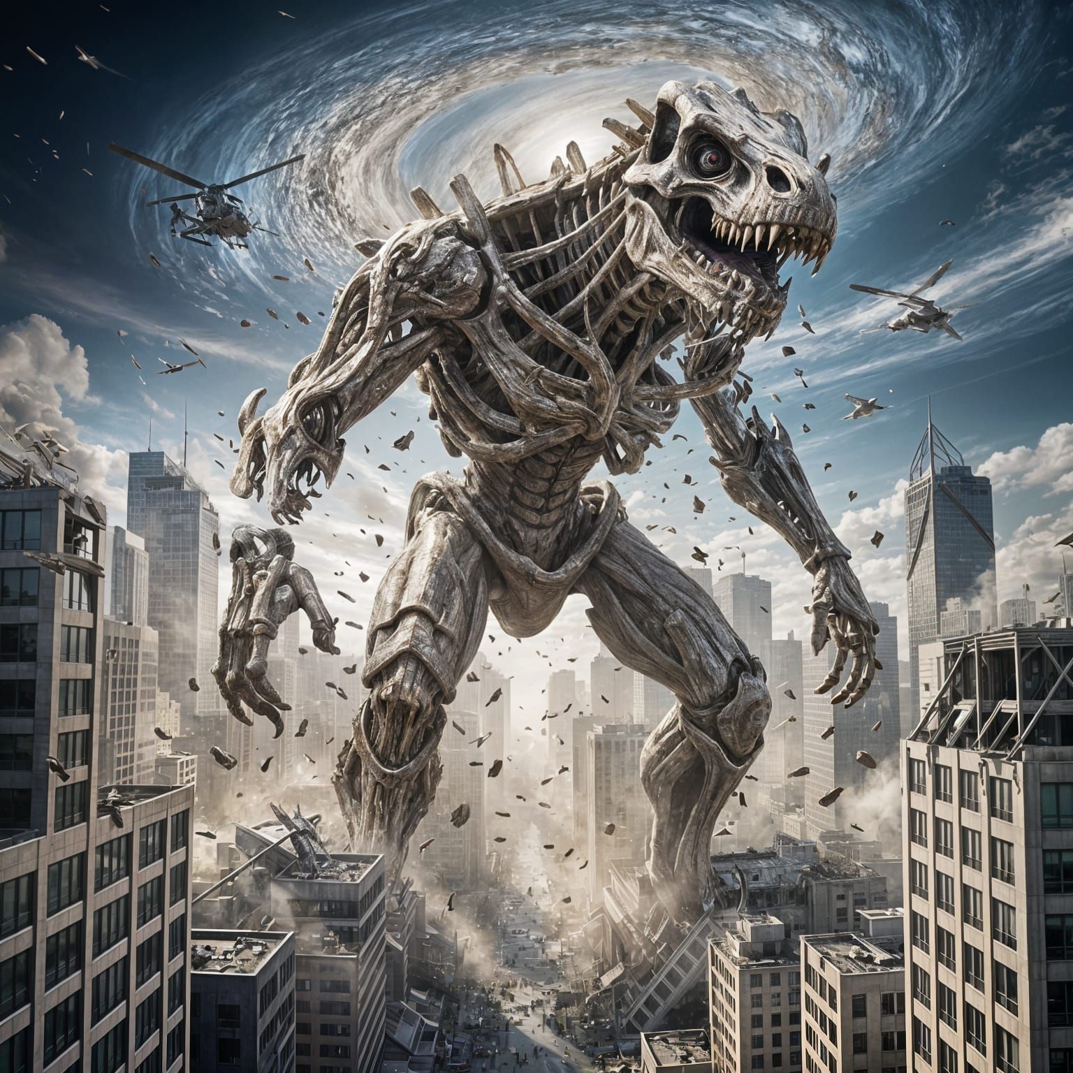 Colossal Prehistoric Entity Emerges in City Catastrophe