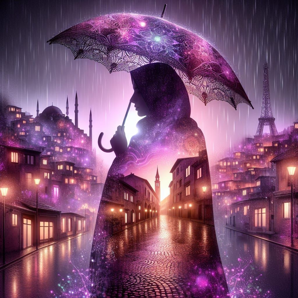 Seasonal Silhouette: Double Exposure Digital Illustration