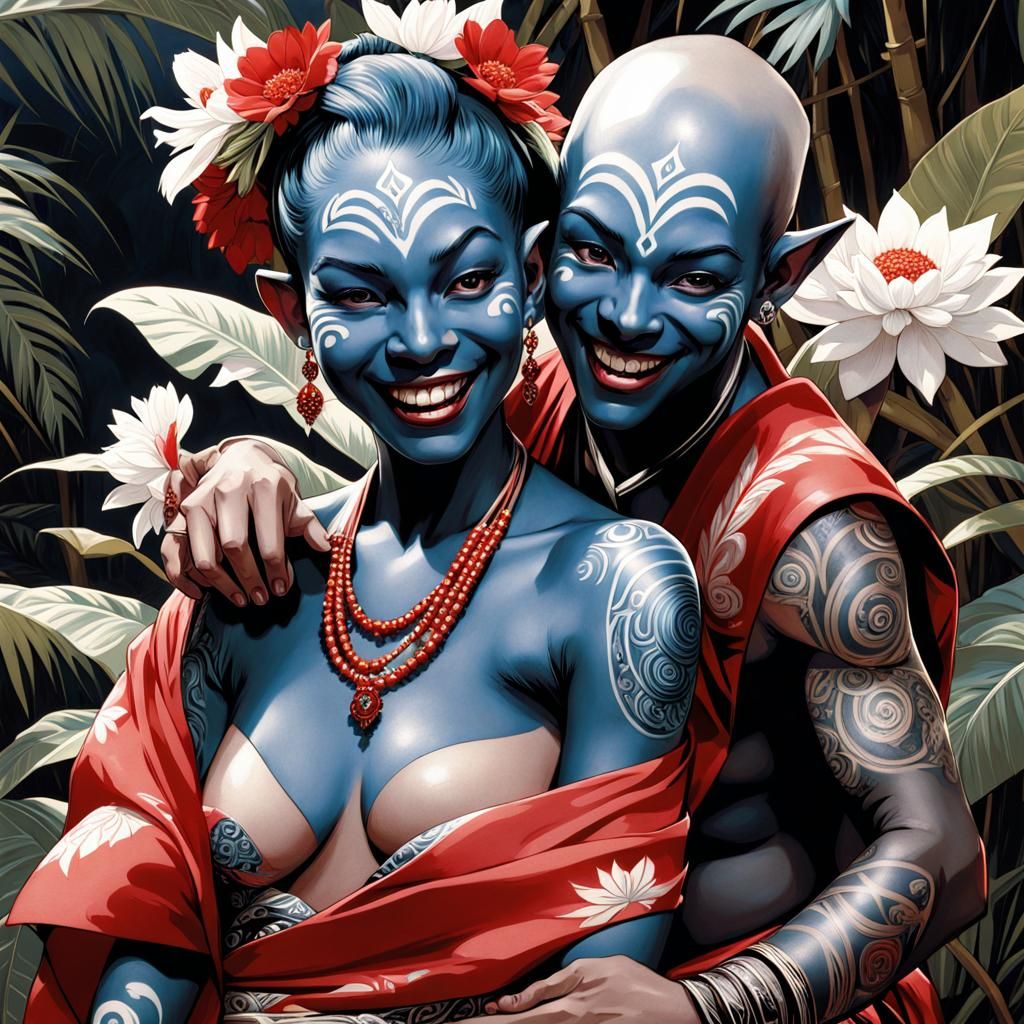 Luminescent Maori Goblin Children Playing