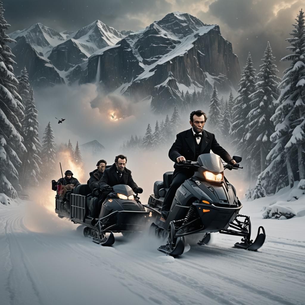 Abraham Lincoln Rides a Snowmobile